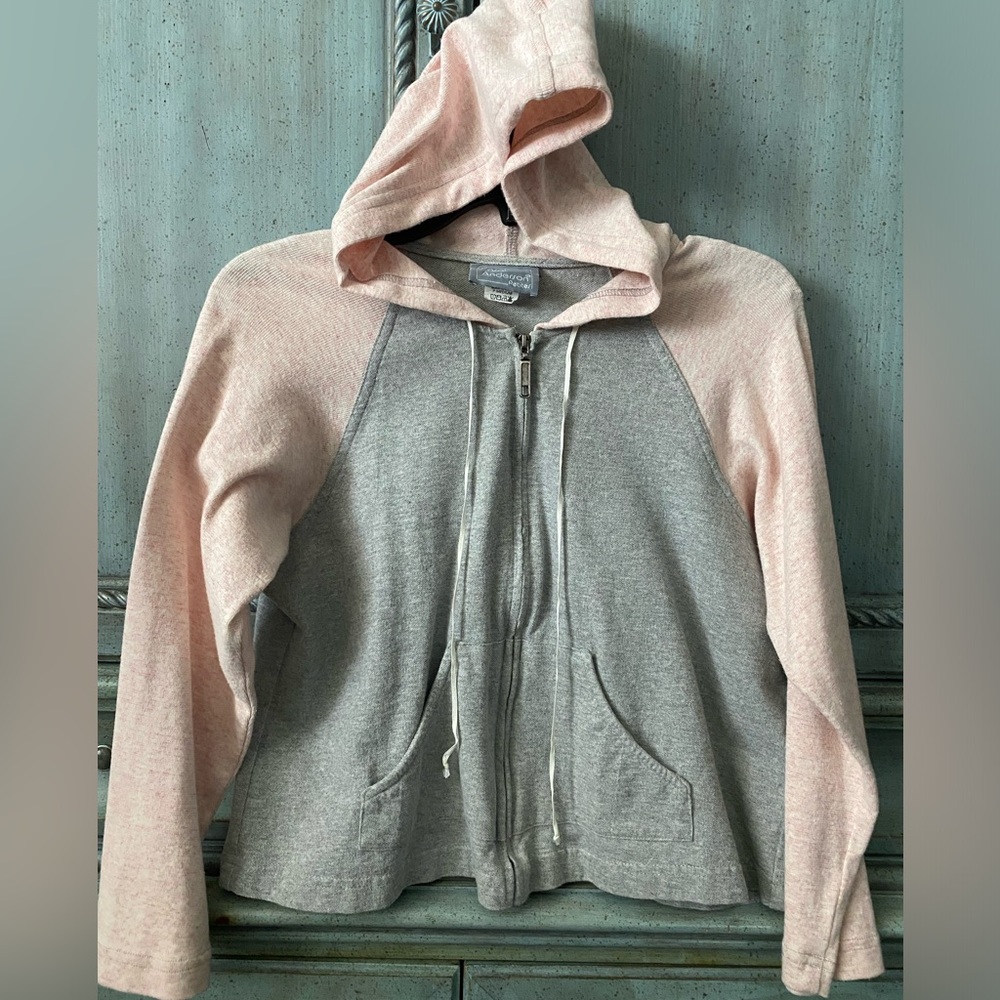 Light gray and peach hoodie